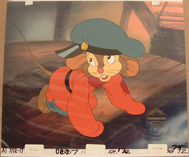 An American Tale Fievel production cel on laser copied background. $400.00 