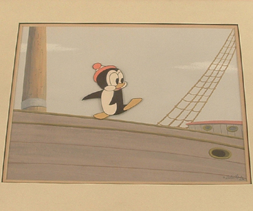 Chilly Willy 3" x 3.5" production cel on master background, framed $1225.00