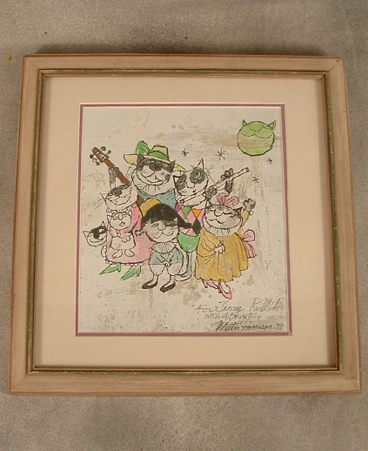 Martin Provensen's 1984 ink and watercolor inscribed with admiration for Jerry Redlich mint condition. 7" x 8" $125.00