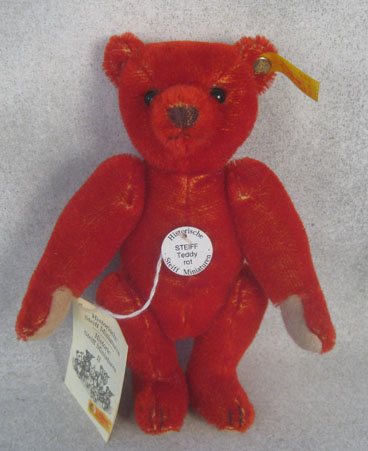 029226 Historic Steiff Miniatures II Teddy Bear Red 16cm 1908. $95.00