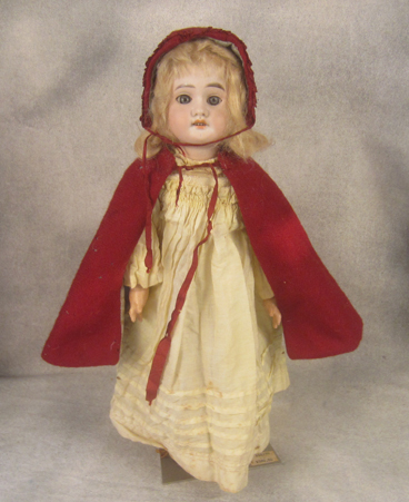 15" A&M 1894 Bisque head on rare body in vintage Victorian Red Riding Hood outfit $245.00