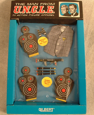 Action figure apparel by Gilbert from 1965 has Binoculars with Real Lenses and Bazooka gun fires real shells. $200.00