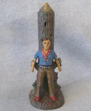 Elastolin Cowboy tied to tree (missing rope and knives that stick into tree) $19.95