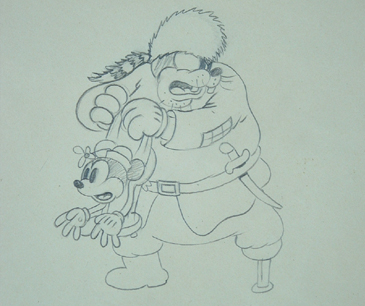 Minnie Mouse and Pegleg Pete drawing