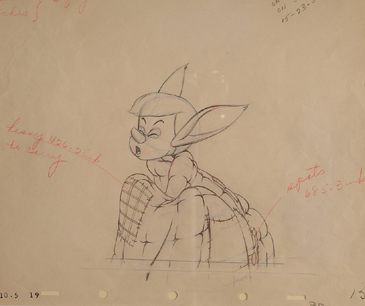 Clean-up drawing of Pinocchio in bed with donkey ears