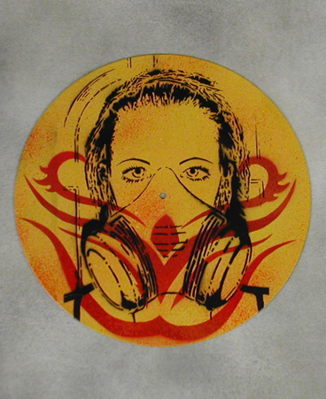 Stenciled spray paint on vinyl record by CBeauty