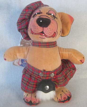 Merrythought Bonzo dog wearing a kilt