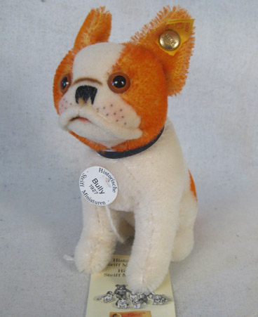 Historic Miniature Bully dog, an orange and white bulldog