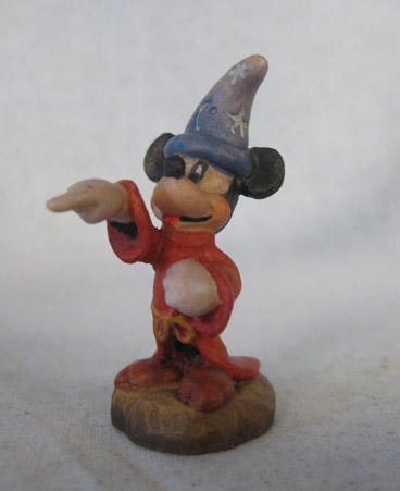 Anri 1.5 inch Mickey Mouse as the Sorceror's Apprentice handcarved wooden figures