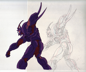 Guyver III punching production cel and drawing from Guyver $35.00