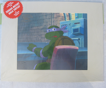 Donatello production cel w/ print background