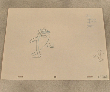 Charlie Tuna clean-up drawing, graphite & blue pencil $125.00
