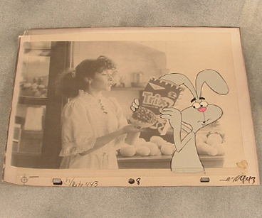 Trix Rabbit 1950s production cel on photo master background in black & white 16-field $400.00