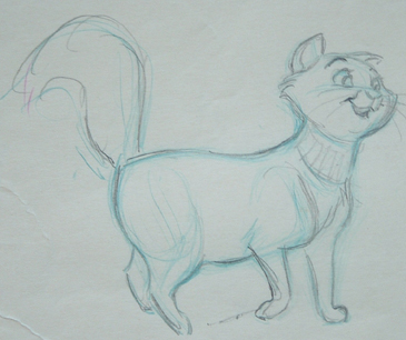 The Aristocats Duchess drawing. 3.5" x 4.5" Image size. Graphite and blue pencil. $150.00
