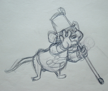 Dumbo: Timothy Mouse. Rough graphite. Raw $600.00