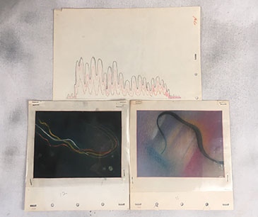 Fantasia: Two pastel studies for musical sequences on storyboard sized paper. Image size: 5.5" x 7" framed. $1800.00 