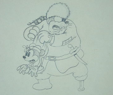 Pegleg Pete and Minnie Mouse from The Dognapper. Graphite. Raw $1250.00