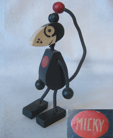 Pre-Disney Performo Toys "Micky Mouse" wooden figure