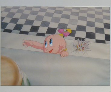 Roger Rabbit. Roger Bar Dancing. Color Photo Background. 10" x 16" Image Size. Full figure eyes open Framed. $2795.00