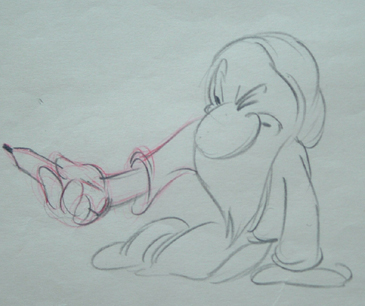 Snow White Grumpy. Graphite and red pencil. $350.00 