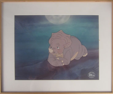 The Land Before Time Cera production cel on studio print background $350.00