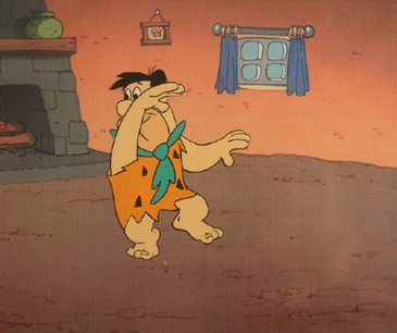 Fred Dancing. 4.5" x 3.5" cel size. Color Xeroxed background. Matted. $295.00