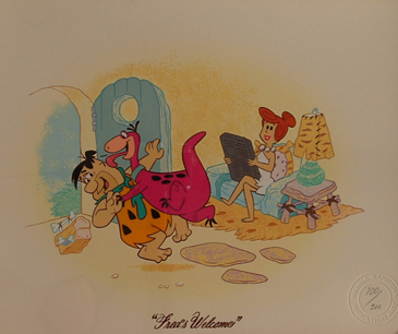 Flintstones: set of 4 serigraphs. "Boy's Night Out", "Birth of Pebbles", "Fred's Welcome", and "Working Late" Limited Edition #100/200. Box Set $1200.00