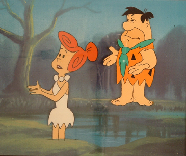 Fred and Wilma. 5" x 3" cel size of both. Production Cel. Framed $395.00