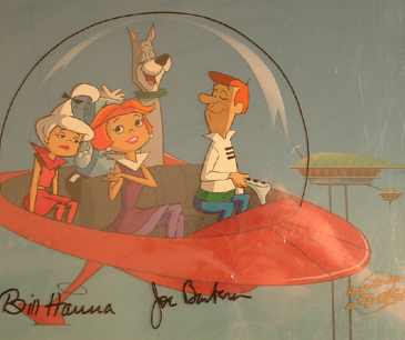 The Jetsons without Elroy flying in their car. 10" x 12" with Key Master Background. Signed and Matted. $950.00