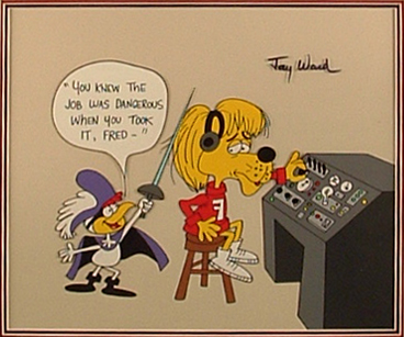 Super Chicken & Fred unused Hand-Painted scene cel hand signed by Jay Ward $1200.00
