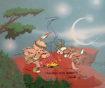 Dances with Wabbits. 13½" x 16½" limited edition cel #368/500 signed by Chuck Jones in 1991. Raw $800.00