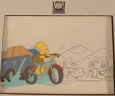 Bart production cel from "The Crepes of Wrath" on line background. $495.00