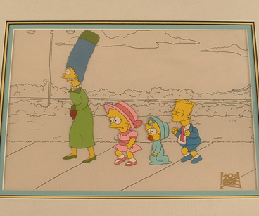Bart, Marge, Lisa and Maggie 8.5" x 12" on line background. $650.00