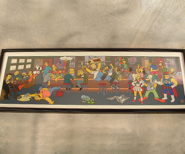 "Happy Hour" featuring 22 characters 35.5" x 10.5" limited edition sericel. Raw $350.00 Framed $420.00