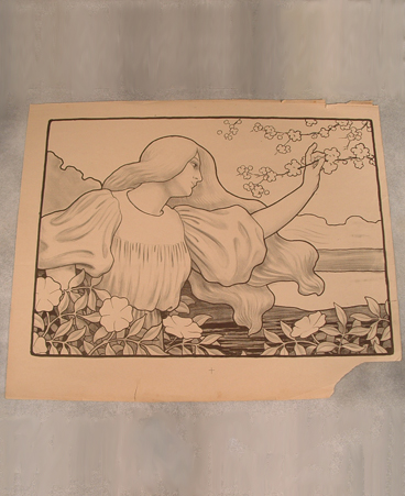 Paul Berthon original litho proof before signature and trim, has pin holes. 21" by 15.5" $295.00
