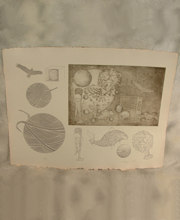 Rita Simon's Untitled etching & engraving on special handmade paper, originally $500.00 now $100.00