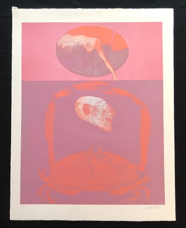 Paul Wunderlich's lithograph 40/60 Head with Crab 1966 signed $450.00