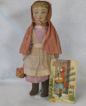 8" Girl in dress 1890s cloth doll $25.00