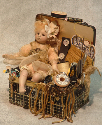 GSR's small elf in a sewing box is quite the lovely piece. $1195.00