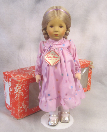 Kathe Kruse's 15" Livia brown eyed blonde in rare dress and silver shoes $450.00