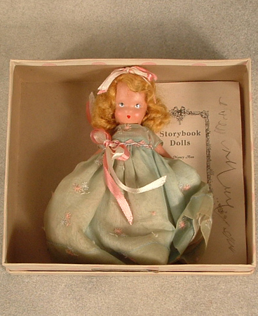 Sugar & Spice #158 bisque with frozen legs with doll list from Nancy Ann Storybook, Boxed $95.00