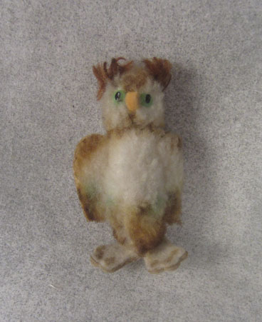 Mid-century mini mohair Schuco owl vintage felt feet near mint $110.00