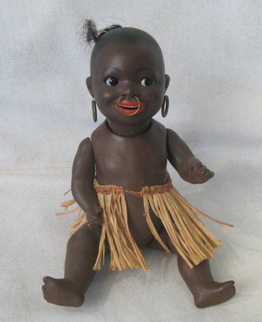 11 inch German Heubach 463.13 Googly Rare South Sea Islander Baby w/ Compo Body